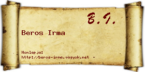 Beros Irma névjegykártya